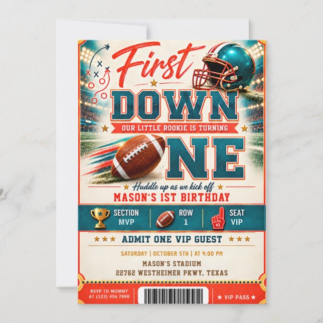 Convite de Aniversário de 1 ano First Down MVP Foo (Frente)