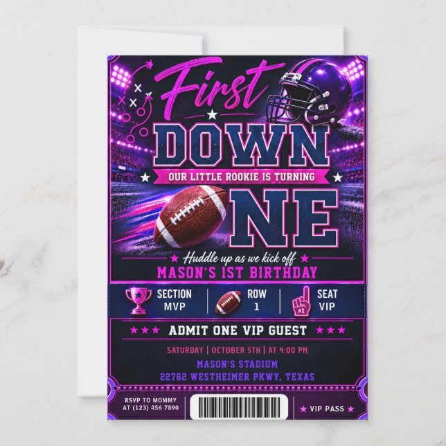 Convite de Aniversário de 1 ano First Down MVP Foo (Frente)