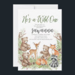 Convite de Aniversário de 1 Ano Forest Friends Wil<br><div class="desc">Celebre seu pequeno selvagem com este encantador convite de aniversário de 1 ano da floresta da floresta. Animais adoráveis da floresta, cogumelos caprichosos e vegetação verde aquosa criam uma cena mágica ao ar livre perfeita para meninos ou meninas. Tons terrosos suaves e detalhes rústicos trazem um charmoso sentimento de livro...</div>