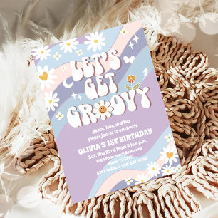 Convite de Aniversário de 1 Ano Groovy Retro