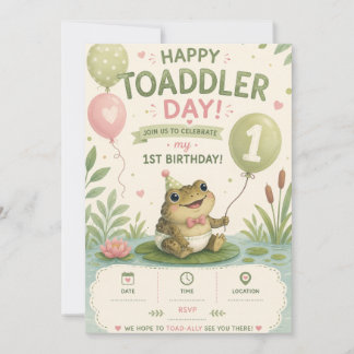 Convite de Aniversário de 1 Ano Happy Toaddler Day