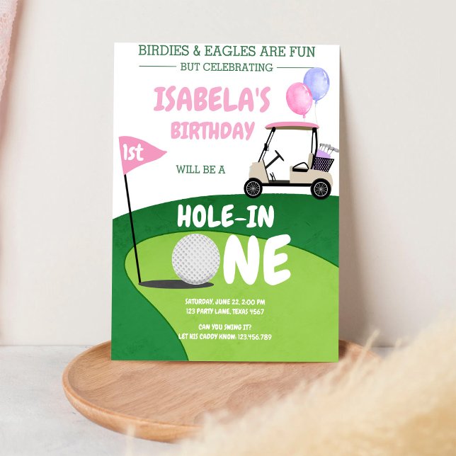 Convite de Aniversário de 1 Ano Hole In One Golf P (Criador carregado)