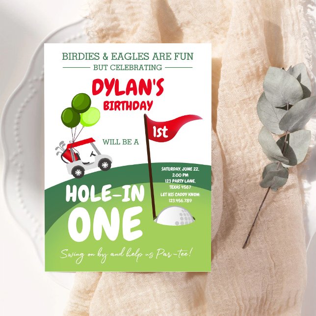 Convite de Aniversário de 1 Ano Hole In One Golf P (Criador carregado)