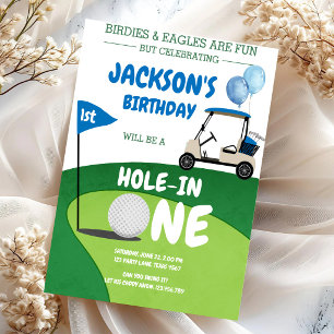 Convite de Aniversário de 1 Ano Hole In One Golf P