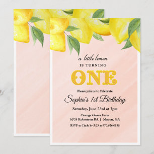 Convite de Aniversário de 1 Ano Lemon Lemonade