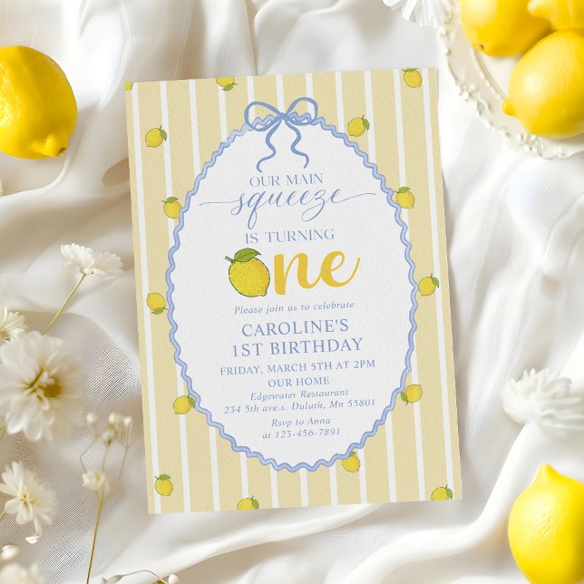 Convite de Aniversário de 1 Ano Lemon Our Main Squ (Criador carregado)