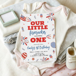 Convite de Aniversário de 1 ano Little Firecracker