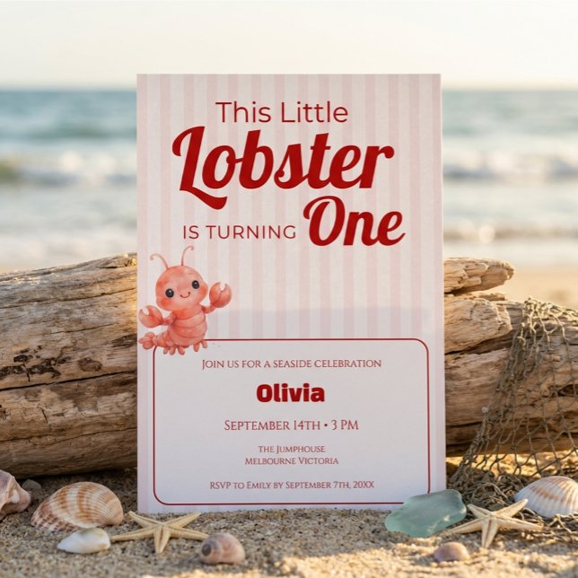 Convite de Aniversário de 1 ano Little Lobster (Criador carregado)