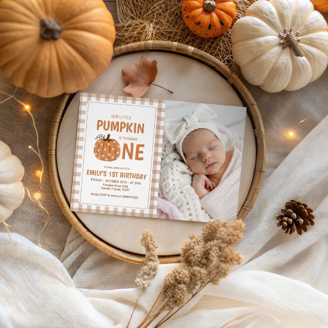 Convite de Aniversário de 1 Ano Little Pumpkin Gin (Criador carregado)