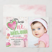 Convite de Aniversário de 1 Ano Melancia Um em um