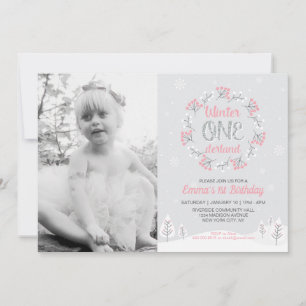 Convite de Aniversário de 1 Ano Menina Inverno One