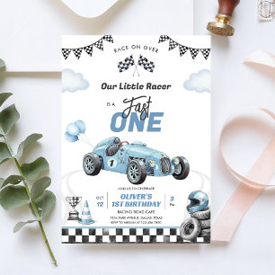 Convite de Aniversário de 1 Ano Menino Carro de Co