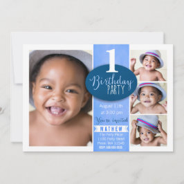 Convite de Aniversário de 1 Ano Menino idade perso