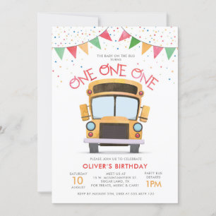 Convite de Aniversário de 1 Ano no Ônibus