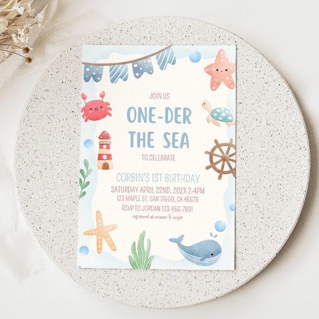 Convite de Aniversário de 1 Ano Onder the Sea (Criador carregado)