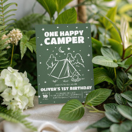 Convite de Aniversário de 1 ano "One Happy Camper"