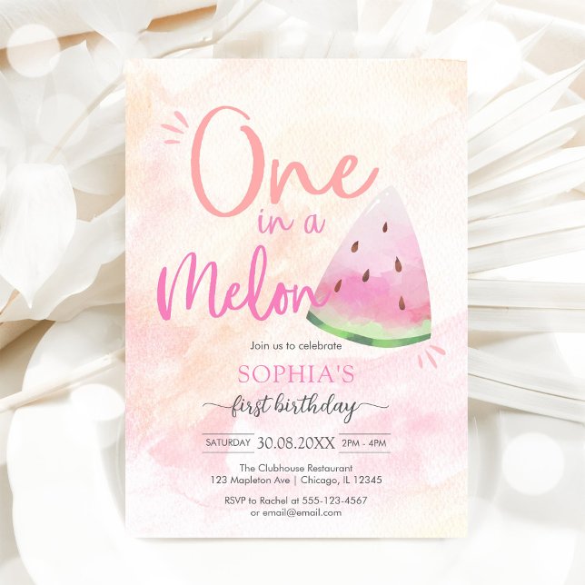 Convite de Aniversário de 1 Ano One In A Melon (Criador carregado)