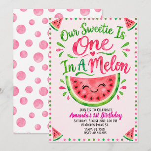 Convite de Aniversário de 1 Ano One In A Melon