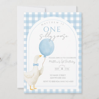 Convite de Aniversário de 1 Ano One Silly Goose