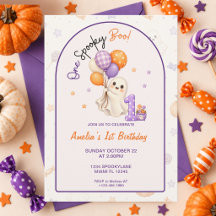 Convite de Aniversário de 1 Ano One Spooky Boo