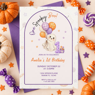 Convite de Aniversário de 1 Ano One Spooky Boo
