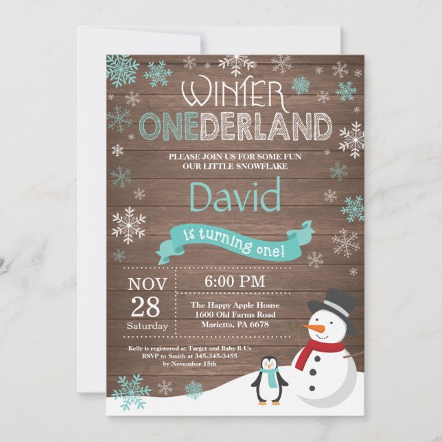 Convite de Aniversário de 1 Ano Onederland de Inve (Frente)