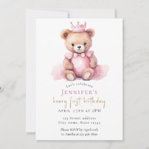 Convite de Aniversário de 1 Ano para Menina com Ur
