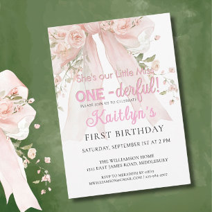Convite de Aniversário de 1 Ano para Meninas Arco 