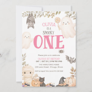 Convite de Aniversário de 1 Ano Pink Boho Spooky