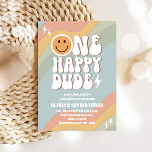 Convite de Aniversário de 1 Ano Retro Pastel