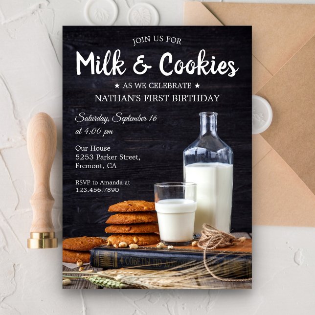 Convite de Aniversário de 1 Ano Rustic Milk and Co (Criador carregado)
