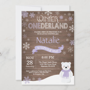 Convite de Aniversário de 1 Ano Rústico de Inverno