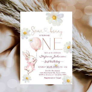 Convite de Aniversário de 1 Ano Some Bunny First