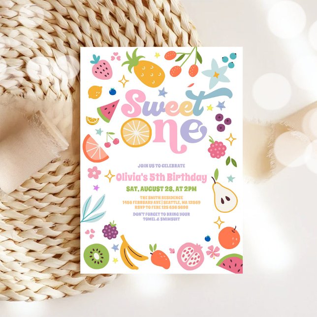 Convite de Aniversário de 1 Ano Sweet One Summer P (Criador carregado)
