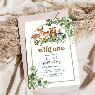 Convite de Aniversário de 1 Ano WIld One Animais d