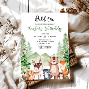 Convite de Aniversário de 1 Ano Wild One Animais d