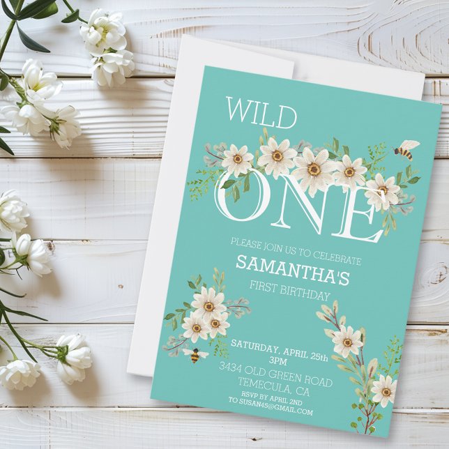 Convite de Aniversário de 1 Ano Wild One Aquarela  (Criador carregado)