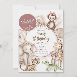 Convite de Aniversário de 1 Ano Wild One G Safar