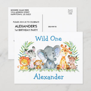 Convite de Aniversário de 1 Ano Wild One Safari An