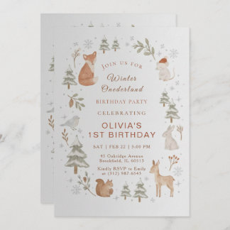 Convite de Aniversário de 1 Ano Winter ONEderland 