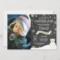 Convite de Aniversário de 1 ano Winter Onederland