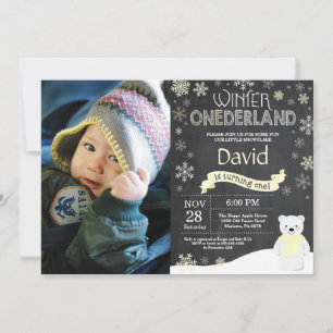 Convite de Aniversário de 1 ano Winter Onederland
