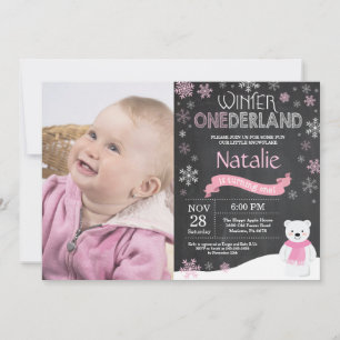 Convite de Aniversário de 1 Ano Winter Onederland