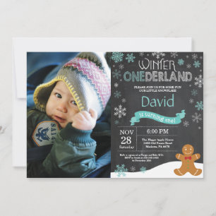 Convite de Aniversário de 1 Ano Winter Onederland