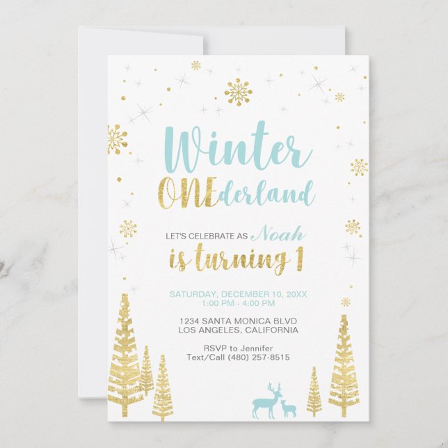 Convite de Aniversário de 1 Ano Winter Onederland  (Frente)