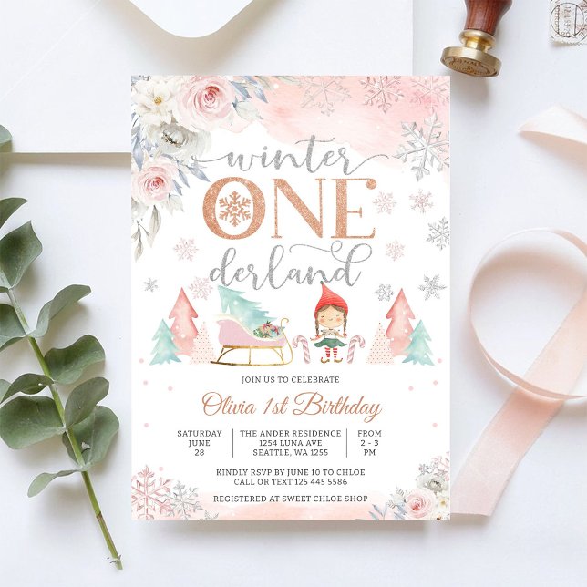 Convite de Aniversário de 1 ano Winter ONEderland (Criador carregado)