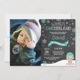 Convite de Aniversário de 1 Ano Winter Onederland