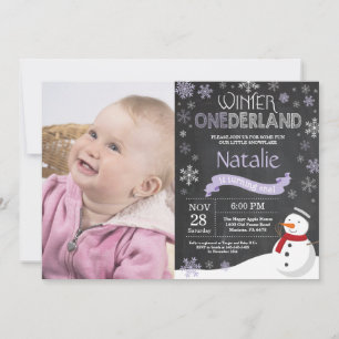 Convite de Aniversário de 1 ano Winter Onederland