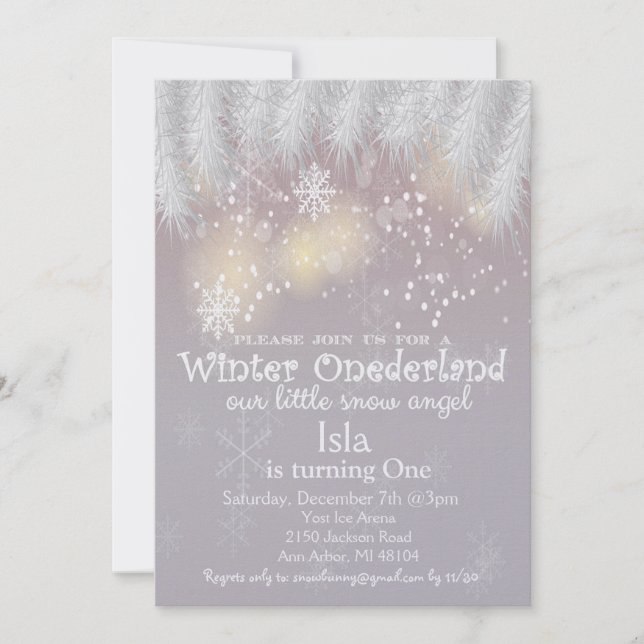 Convite de Aniversário de 1 Ano Winter Wonderland (Frente)