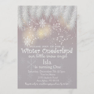 Convite de Aniversário de 1 Ano Winter Wonderland